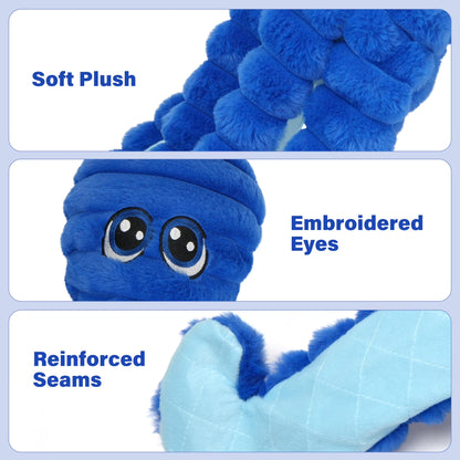 Dog Toys for Large Dogs, 27” Extra Large Crinkle Squeaky Dog Chew Toy, Blue Octopus