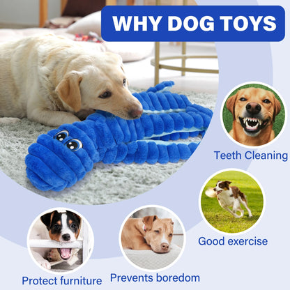 Dog Toys for Large Dogs, 27” Extra Large Crinkle Squeaky Dog Chew Toy, Blue Octopus