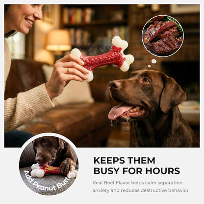 Tough Dog Toys for Aggressive Chewers Large Breed - 8'' Beef Flavor Indestructib