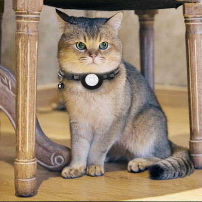 2-Pack Reflective Breakaway AirTag Cat Collar with Case and Bell for Cats, Kittens, and Extra Small Dogs - Black