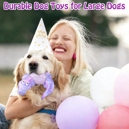 Dog Toys for Super Aggresive Chewers Indestructible Interactive Tough Dog Chew Crocodile Toy Heavy Duty Durable Toys Teeth Cleaning for Large Medium Dogs (Purple)