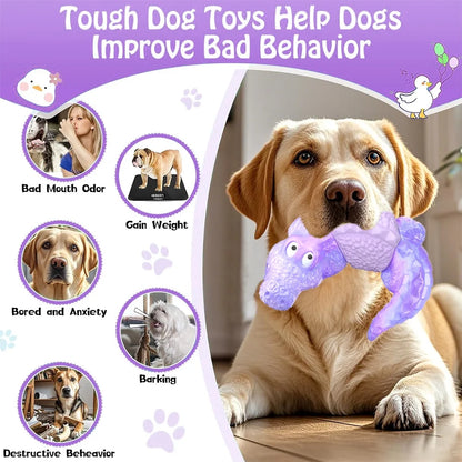 Dog Toys for Super Aggresive Chewers Indestructible Interactive Tough Dog Chew Crocodile Toy Heavy Duty Durable Toys Teeth Cleaning for Large Medium Dogs (Purple)
