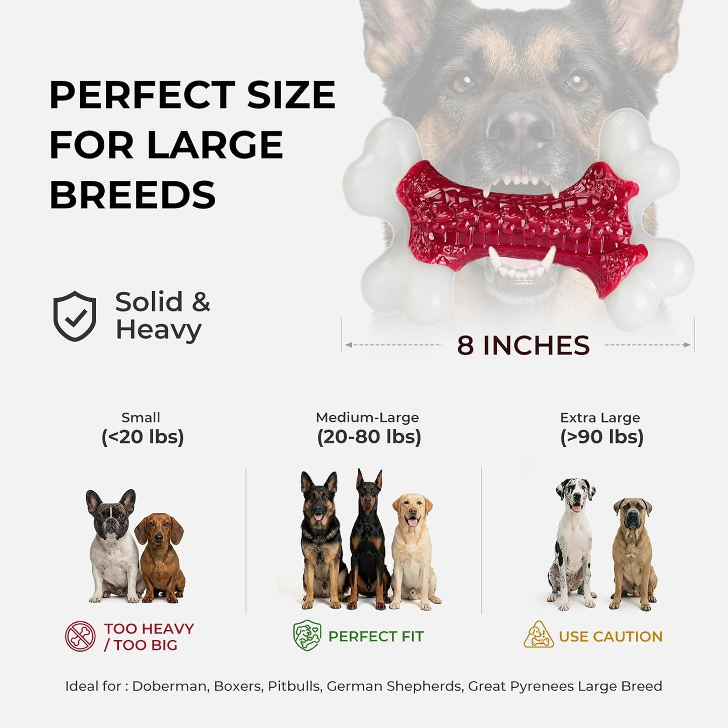 Tough Dog Toys for Aggressive Chewers Large Breed - 8'' Beef Flavor Indestructib