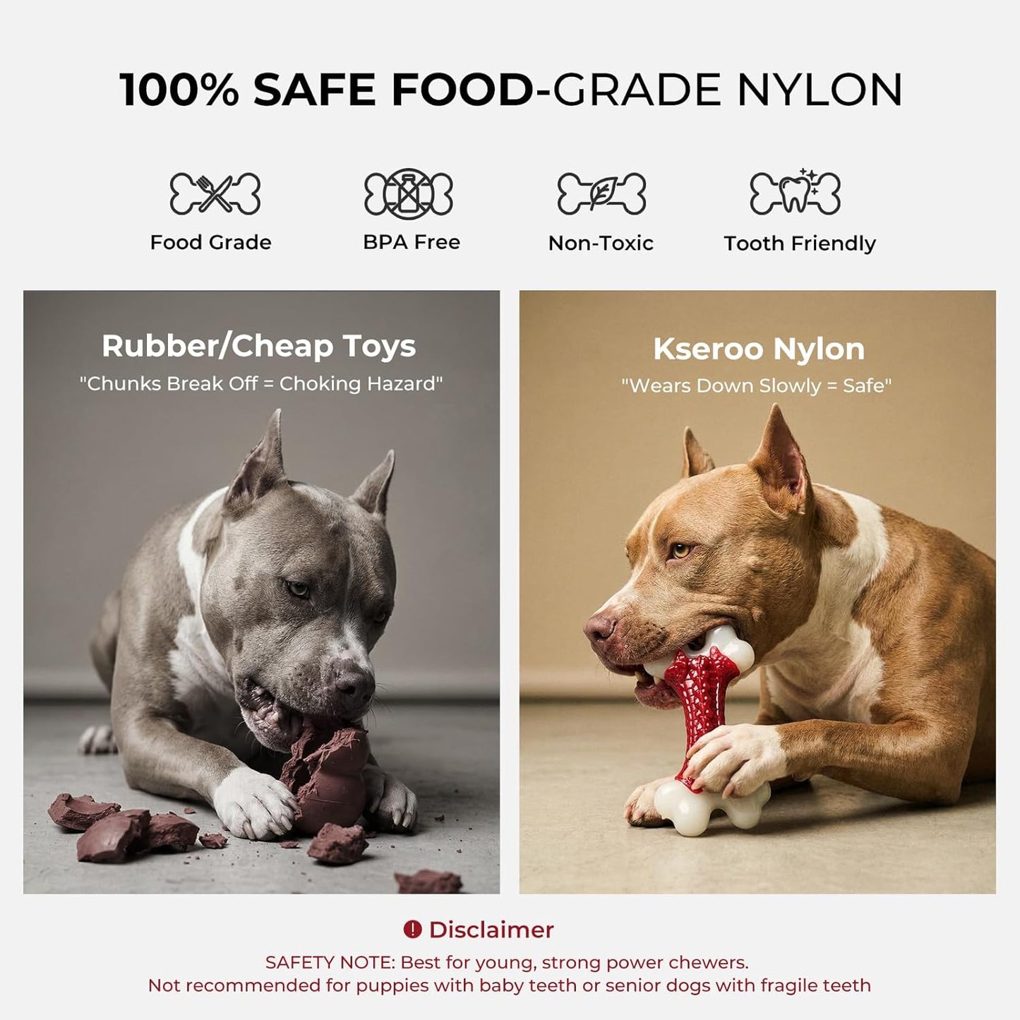 Tough Dog Toys for Aggressive Chewers Large Breed - 8'' Beef Flavor Indestructib