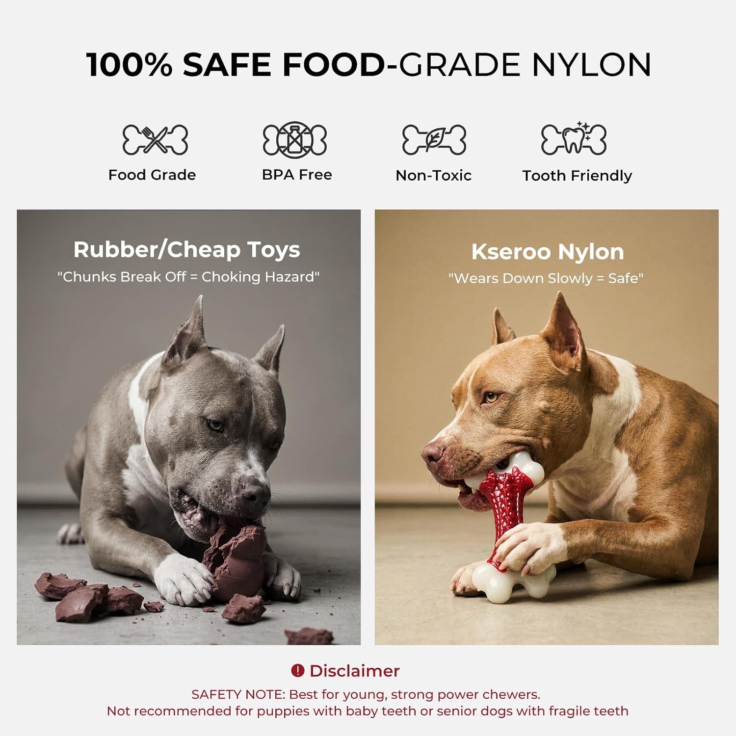 Tough Dog Toys for Aggressive Chewers Large Breed - 8'' Beef Flavor Indestructib