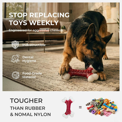 Tough Dog Toys for Aggressive Chewers Large Breed - 8'' Beef Flavor Indestructib